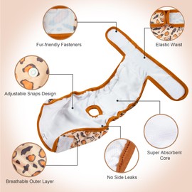 Wegreeco Cat Diapers, Cat Diapers for Male Female Spraying Incontinence, Reusable Adjustable Highly Absorbent (3 Pack, Medium)