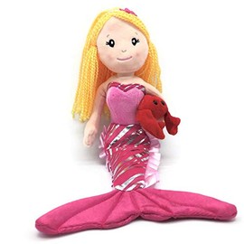 The Petting Zoo Mermaid Doll with Lobster Stuffed Animal- Great Gifts for Girls, Mermaid Plush Doll with Lobster Plush Toy, 17 inch (Blonde)