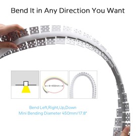 Spotless Plaster in Recessed Flexible Drywall LED Channel Fully Bendable LED Aluminum Profile Track for Custom LED Strip Lighting Solutions, 3.28ft x 3 Pcs (P5615 Inside width 12.5mm/0.5""), Silver