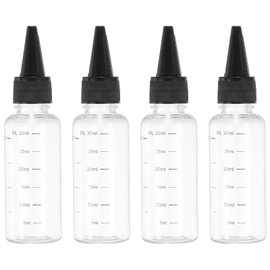 PATIKIL 30 Ml/1 oz Plastic Squeeze Bottles with Black Top Cap, 4 Pcs Graduated Round Dispensing Bottle Empty Pointed Bottle for Liquids, Crafts, Oils, Condiments, Transparent