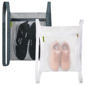 Bolsa de red de lavado y secado para secadora, 15.7 x 13.8 pulgadas, bolsas grandes de malla HoneyComber con cierre y correa para zapatos, ropa, herramienta de bolsa reutilizada de lavandería (blanco