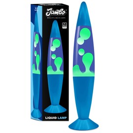 Jambo 16" Inch Beautiful Magma Lamp- Blue Base, Blue Liquid, Yellow Wax, 16", Relaxing Night Light Nighlight Home Decor Living Room Office Bedroom Lamp for Adults, Teens, and Kids