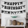 Black Bow Birthday Decorations Bow Happy Birthday Banner Garland for