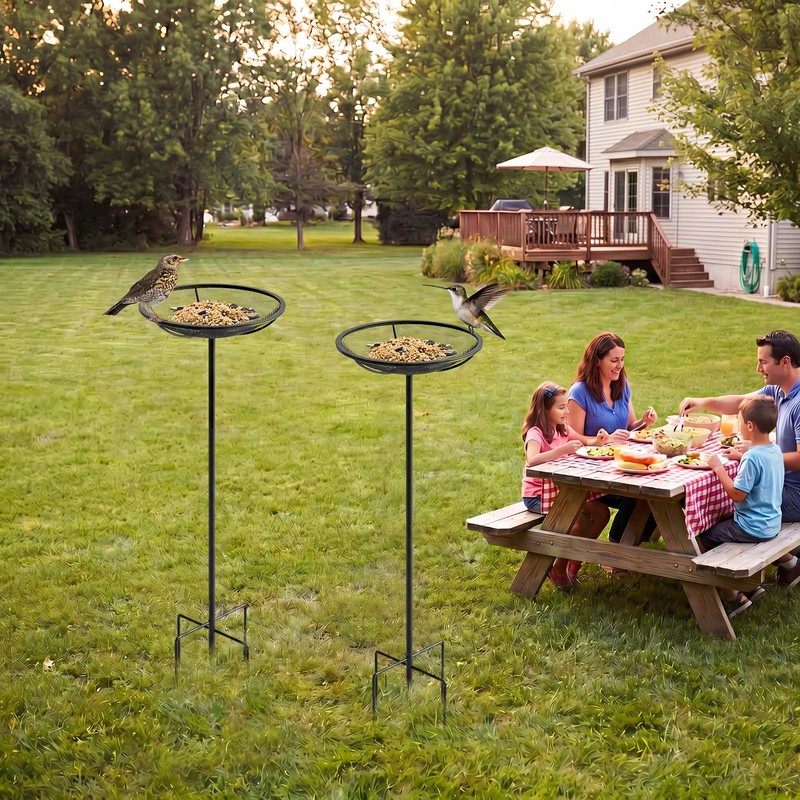 Otoolling 2 Sets Standing Bird Feeder 11.8" Bird Feeder Tray
