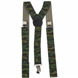 WickedFun Girls Boys Women's Mens Ladies Adjustable Braces Suspenders Fancy Dress Unisex (Green Camouflage)