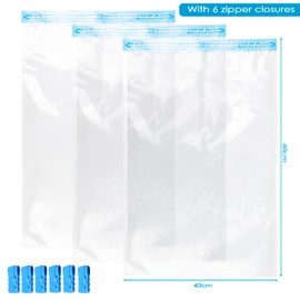 Tekenewbse Pack of 6 Vacuum Bags for Clothes, Vacuum Bags for Clothing, 60 x 40 cm, Vacuum Bag Travel, Vacuum Bag Storage Bag, Vacuum Storage Bags Travel