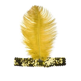 Women Flapper Headband Roaring 20s Accessories Fascinators for Women Hair Accessory Great Gatsby Headpiece C21-Gold