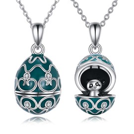 AXELUNA Panda Necklace Sterling Silver Panda Egg Pendant for Women Jewelry