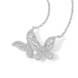 ZHOU LIU FU Butterfly Chain Women's Gold Necklace, Shiny Tie Pendant Jewellery with Gift Box for Women Wife Mum Girlfriend Daughter Teenager Girls Birthday Valentine's Day Mum Gift, Paper, Cubic