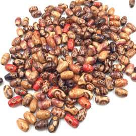 200PCS Printed Wooden Beads, Natural Painted Wood Beads, Wood Ball Colorful Craft Beads, Long Loose Wooden Bead for Making DIY Jewelry Making Hair Decor (12 * 8mm)