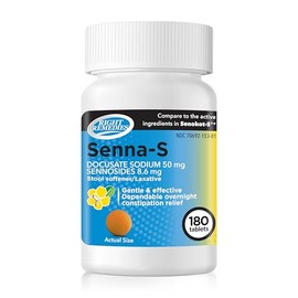 RIGHT REMEDIES Senna-S Plus, (180 Tablets), Dual Action, Stool Softener Plus Laxative Tablets, Gentle & Effective, Dependable Overnight Relief of Occasional Constipation
