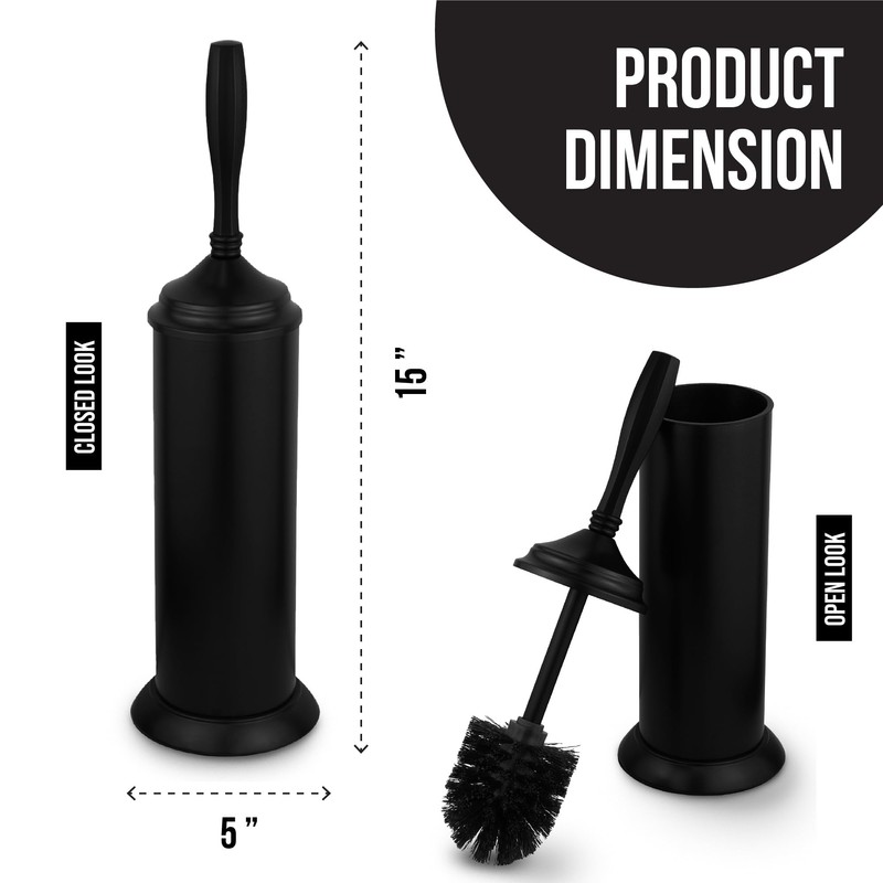 Splash Home Kolva Stainless Steel Toilet Brush with Holder, Bowl