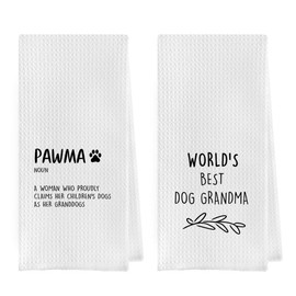 Geqtt Dog Mom Dish Towels Set - Dog Mom Gifts Waffle Weave Kitchen Towels, Dog Mom Hand Tea Towels, Dog Lovers Gifts for Women, Best Dog Mom Gifts (16×24 Inches Set of 2)