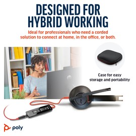 Poly Blackwire 5210 Wired Headset (Plantronics) - Flexible Noise-Canceling Boom Mic – Single-Ear Design - Connect to PC/Mac, Mobile via USB-C, USB-A, or 3.5 mm - Works w/Teams, Zoom