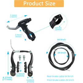 CYSKY Complete Universal Bike Brakes Set, Front and Rear MTB Brake, Inner and Outer Brake Cables and Brake Lever Kit for Mountain Bikes Road Bikes (Silver)