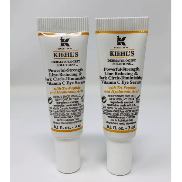 2X Kiehl's Powerful-Strength Line-Reducing Vitamin C Eye Serum 0.1 oz