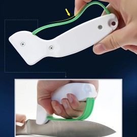 1pc Knife Sharpener, PVC Material, Manual Sharpening Tool for Pocket Knives, Serrated Blades, Axes, and Sabres - Restorescolor: White 1pcs, size: 14.5*4.7cm