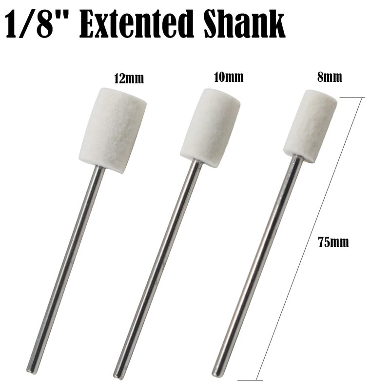 Luo ke 75mm Extra Long Flet Polishing Bits, 1/8'' Extented