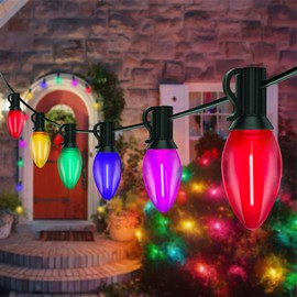 C7 LED Christmas Lights Outdoor 25Ft Vintage Christmas String Lights with 27 Clear Multicolor Bulbs(2 Spare), Plug in Commercial Outdoor Christmas Lights for Outside Porch Christmas Tree Party Holiday