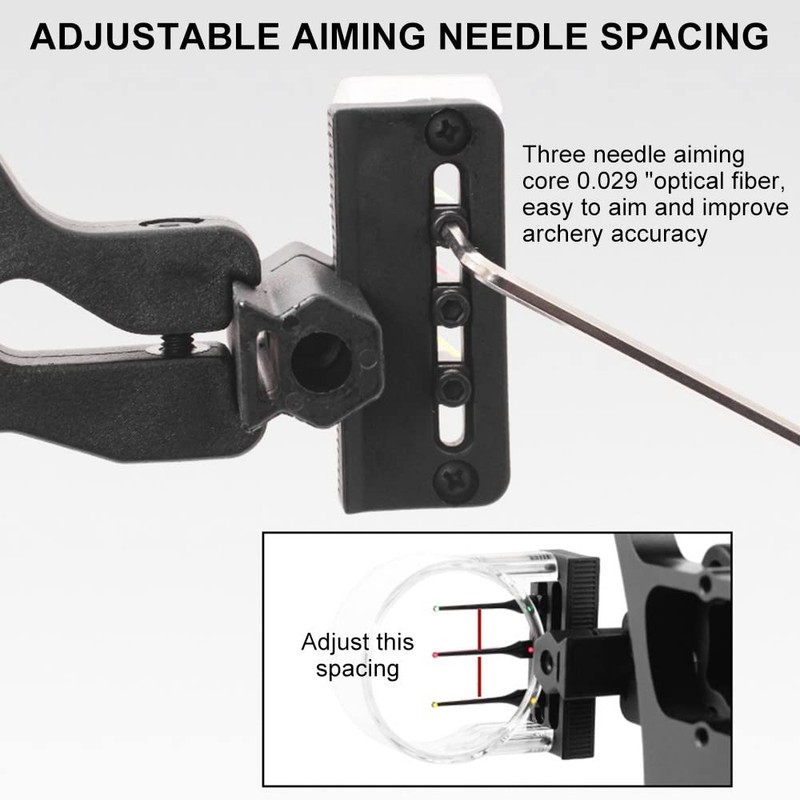 MiOYOOW Compound Bow Visor, Micro Adjustable 3 Pin Bow Visor