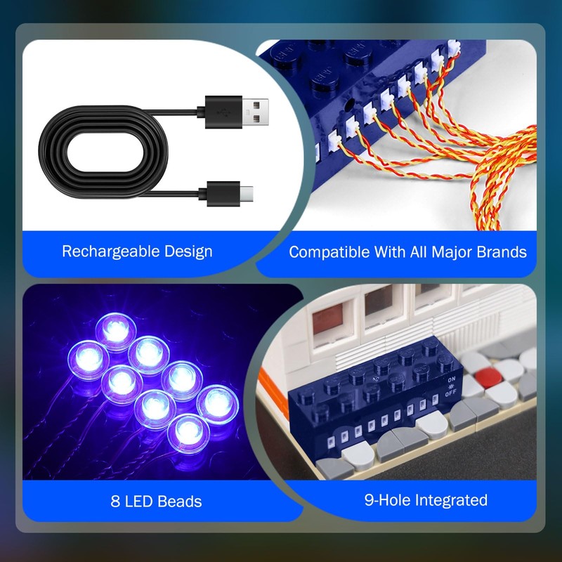 JMBricklayer LED Light Kit Building Blocks Set, 2x6 Blue Light