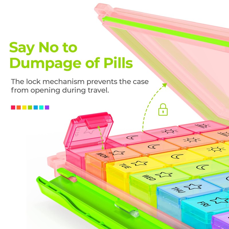AUVON iMedassist Moisture-Proof Weekly Pill Organizer 4 Times a Day,