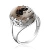 DALEGEM Genuine Rare Yemeni Agate Ring for Women,White Moss Agate
