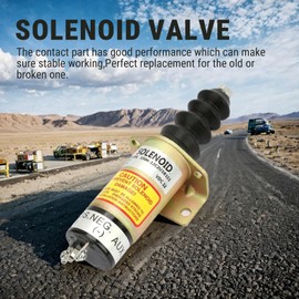 Candeon 12V Fuel Shut Off Solenoid, 1504-12C2U1B1S1 Stop Solenoid Valve, Steel Housing, Solenoid Valve Replacement Kit for Excavator Engine Genset