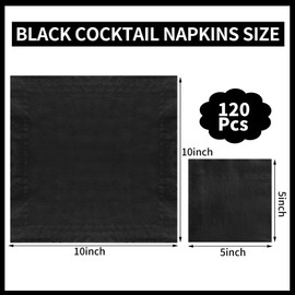 NatNarr 120 Pcs Cocktail Napkins Black Napkins Disposable Black Beverage Napkins Dinner Napkins Bar Napkins Black Paper Napkins for Bar,Weddings,Birthday,5x5 Inch