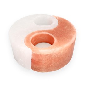 Lebensquelle Plus Salt Crystal Tea Light Holder Yin Yang Orange and White Himalayan Salt Mood Light Dimensions: Diameter 13 cm Height 5 cm Approx. 1300 g