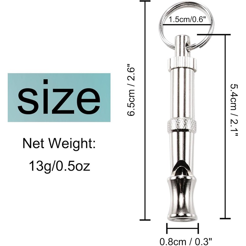 Silver Pets Whistle Adjustable Pet Training Sound Control Stainless Steel