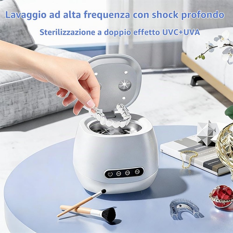 Pulitore Ultrasuoni, Display LED Timer Portatile Pulitore Ultrasuoni Apparecchio Denti,per