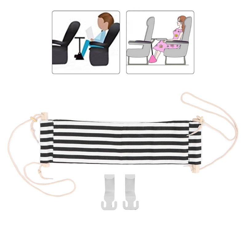 Footrest Black and White Streaks Soft Breathable Adjustable Foot Hammock
