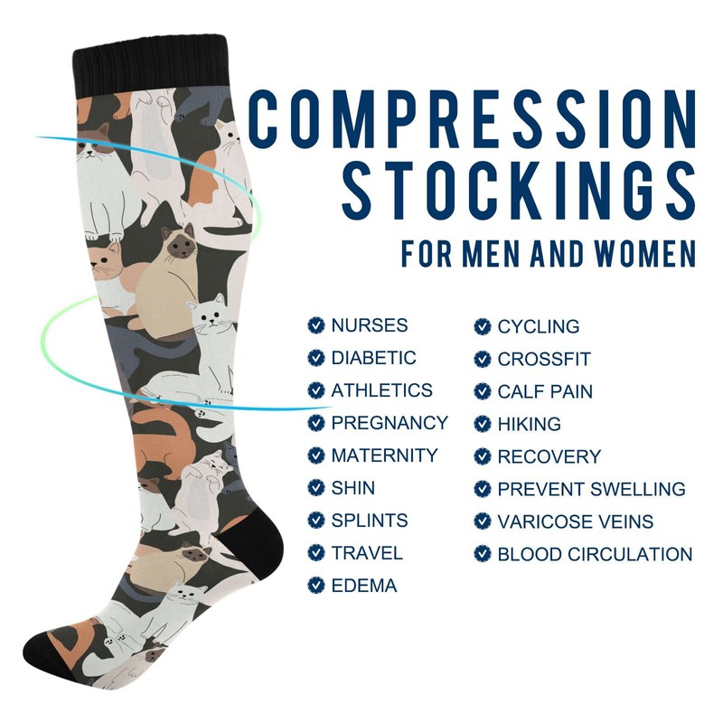 Wusikd Cats Compression Socks for Women and Men Circulation Cute