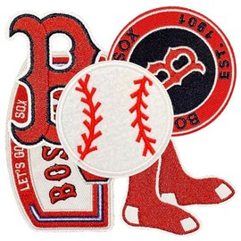 5Pcs Boston Fans' Favorite Baseball Iron On Patches for Hats Backpack Jeans Jacket Woman&Man