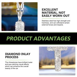 Dogary 1 PC Car Cross Hanging Ornament, Sparkling Rhinestone Double-Sided Cross Pendant for Rear View Mirror, Religious Hip-hop Decoration Charm Interior Accessory, Universal for Most Cars (Silver)