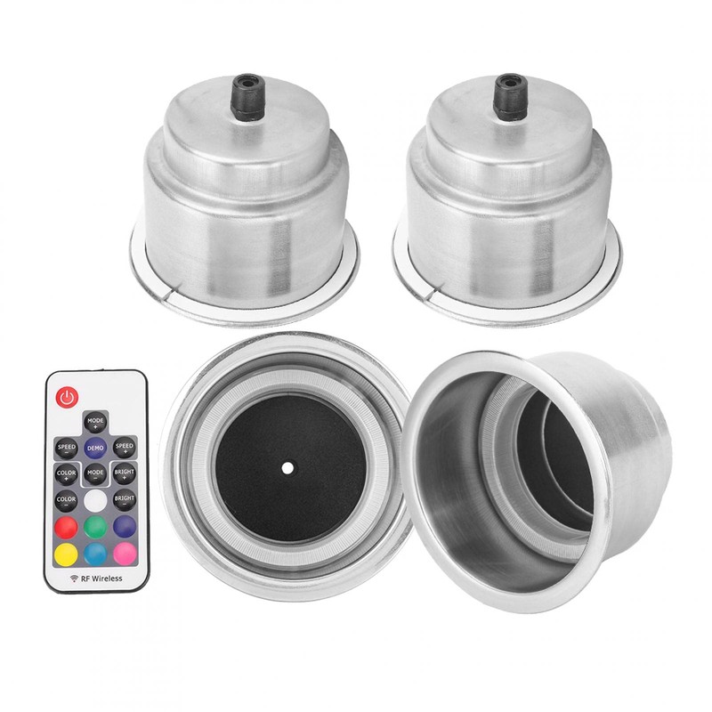 Kuuleyn Drink Cup Holder, 4Pcs DC 12V RGB LED Car
