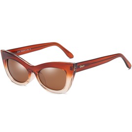 DUCO Katzenauge Rahmen Mode UV-Schutz Damen Sonnebrille Polarisierte Retro Klassisch Cateye W005 (Braun)