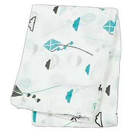 Lulujo Bamboo Muslin Wrap (Blue Kites)