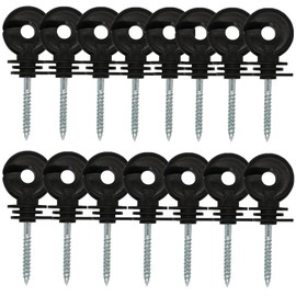 TorSor 15 Pack Electric Fence Insulators Screw-in Nail Wood Post Ring Holder Insulator for Garden Electronic Fencing Wire Stranded Aluminum Steel Polywire Project Application