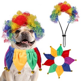 KOOLTAIL - Disfraz de Halloween para perro, divertida peluca de payaso con campanas de bandana para perros pequeños, medianos y grandes, regalo único, ajuste ajustable para disfraces de cosplay para