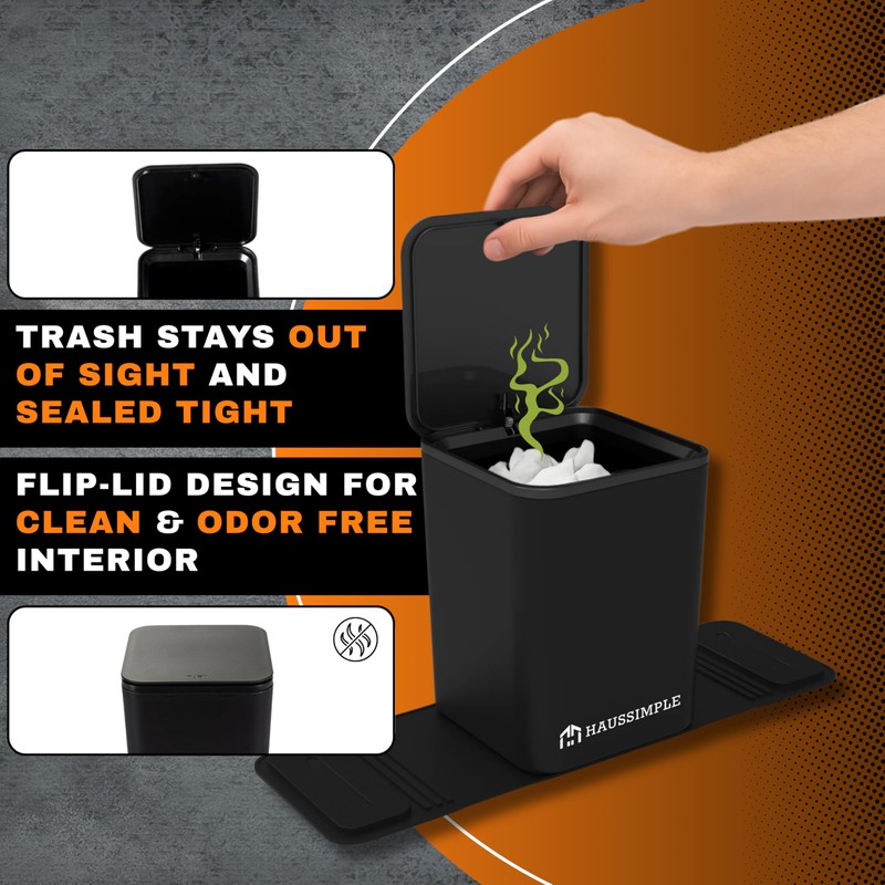 HAUSSIMPLE Car Trash Can with Lid, 0.8 Gallon Medium Car