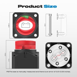 Battery Disconnect Switch, Malictele 275A 12V 48V Top Post Battery Switch Free Assembly Marine Waterproof Battery Switch Isolator Switch for Car Vehicle RV and Boat