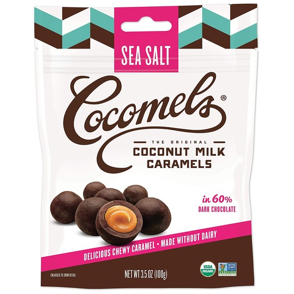 Cocomels Chocolate Sea Salt Caramel Bites, Organic Candy, Dairy Free, Vegan, Gluten Free, Non-GMO, No High Fructose Corn Syrup, Kosher, Plant Based, (1 Pack)