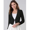 Allegra K Women's Work Office Cropped Jacket Notched Lapel Long