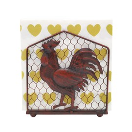 Metal Rooster Design Tabletop Napkin Holder/Freestanding Tissue Dispenser,Rustic Red
