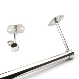 Pxyelec 1 inch Dia Shower Curtain Closet Wardrobe Rod Lever Support Holder Pipe Flange Socket Ceiling Mount Bracket Fitting Parts Supports Adjust Fixed, Stainless Steel, Pack of 2