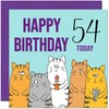 54th Happy Birthday Card - Cute Cats Birthday Card for