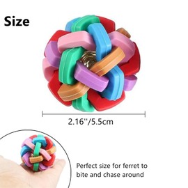 4 Pack Ferret Toys Balls Colorful Bouncy Rubber Balls with Built-in Bell Ferret Teeth Grinding Wiggle Ball Interactive Sound Toy Exercise Play Scratch Chew Toys for Indoor Pet Ferret Cat Dog (4 Pack)