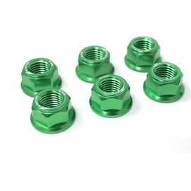 Autobahn88 Motorcycle Sprocket Nut Dress-up Kit, compatible with Kawasaki Ninja 250R 2008-2010 (Green) (Set of 6)